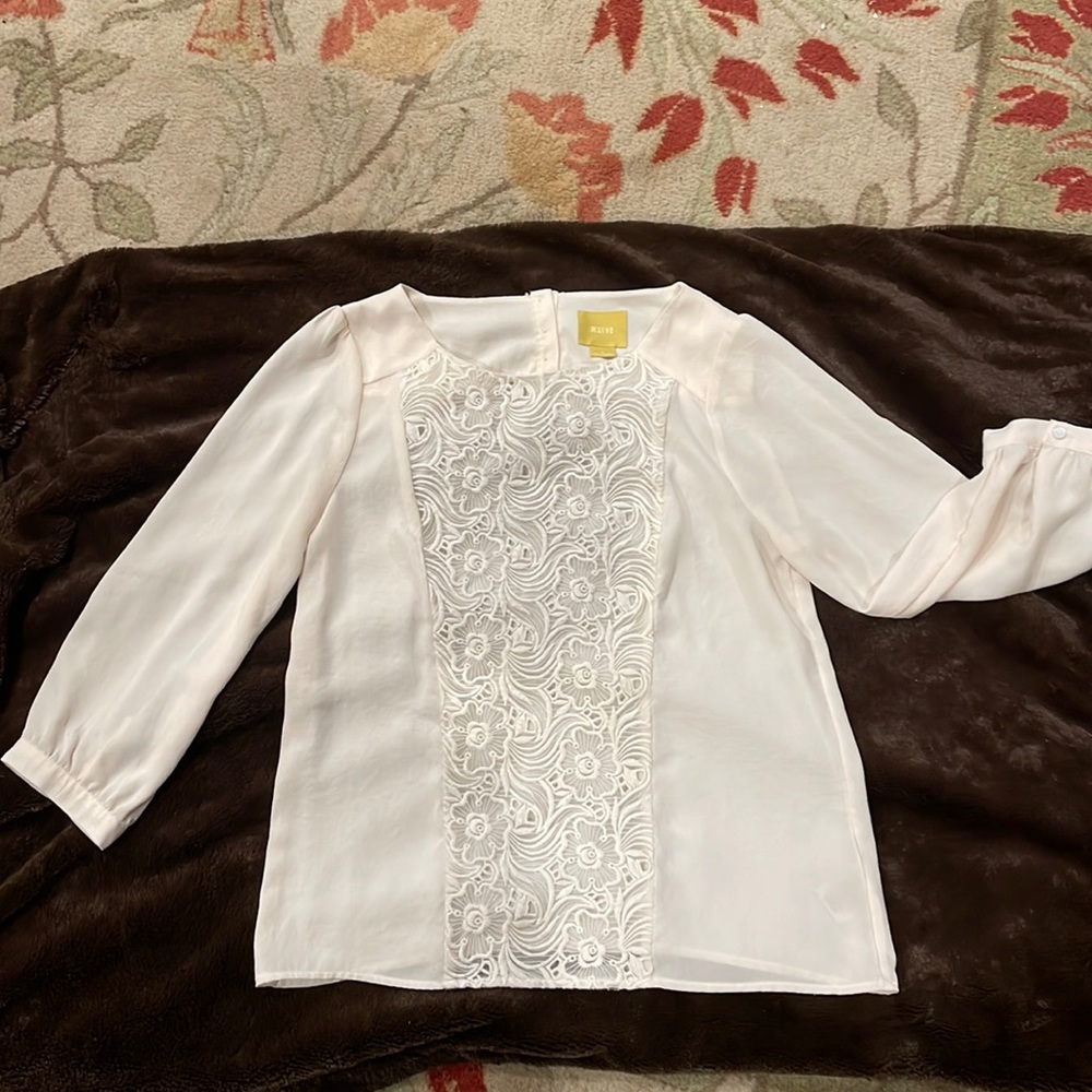Maeve lace and polyester dressy top from Anthropology.